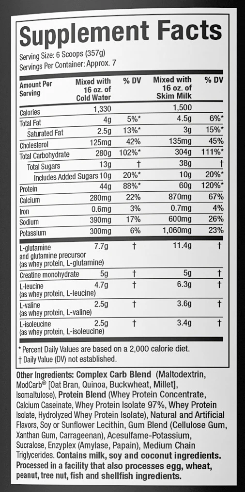 100% Mass Gainer by Muscletech - Image 3