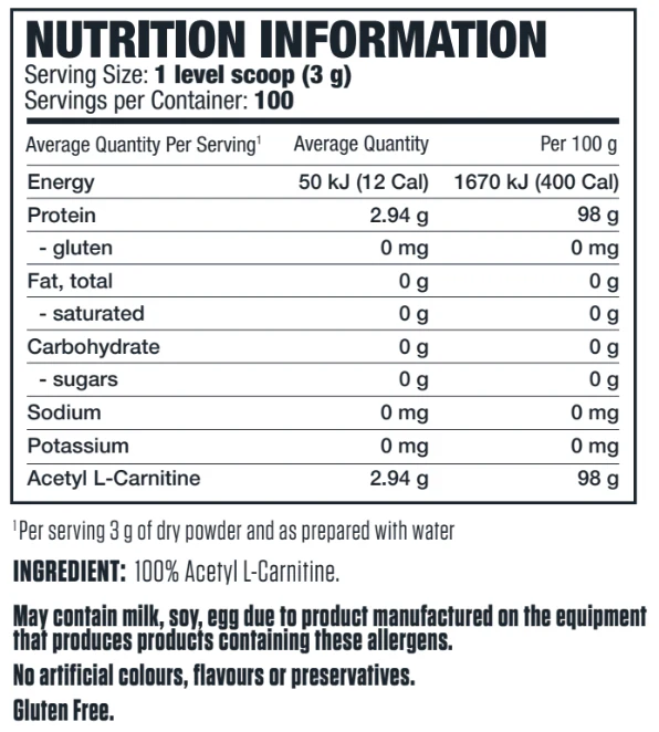 100% Pure Acetyl L-Carnitine by Genetix Nutrition Essentials - Image 4