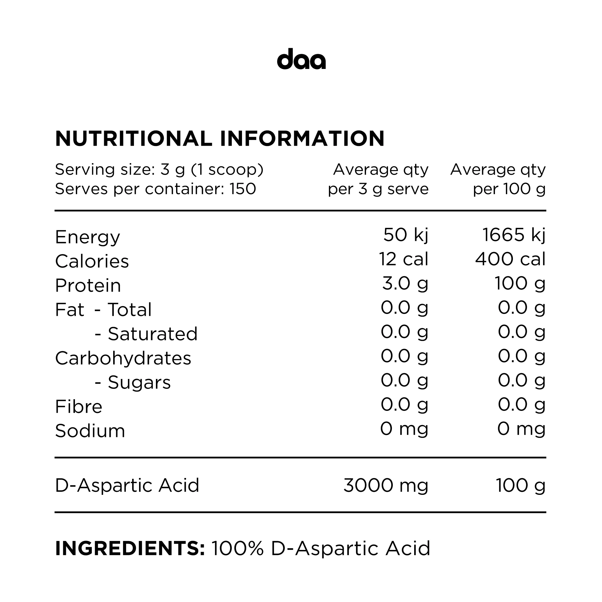 100% Pure D-Aspartic Acid by Switch Nutrition - Image 2