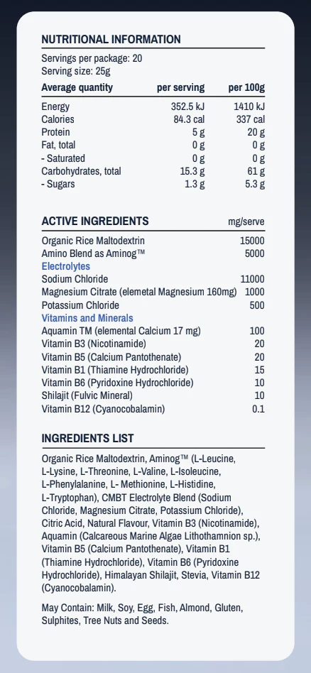 Aminolyte Hydrate+ Carbs Powder by CMBT - Image 2
