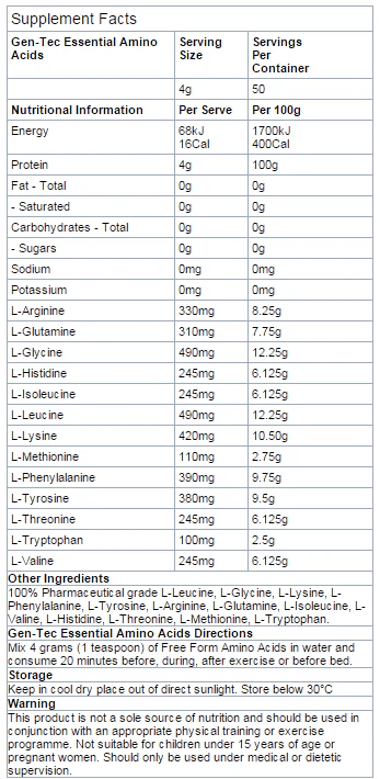 Essential Amino Acids by Gen-Tec Nutrition - Image 3