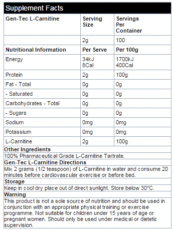 L-Carnitine by Gen-Tec Nutrition - Image 3
