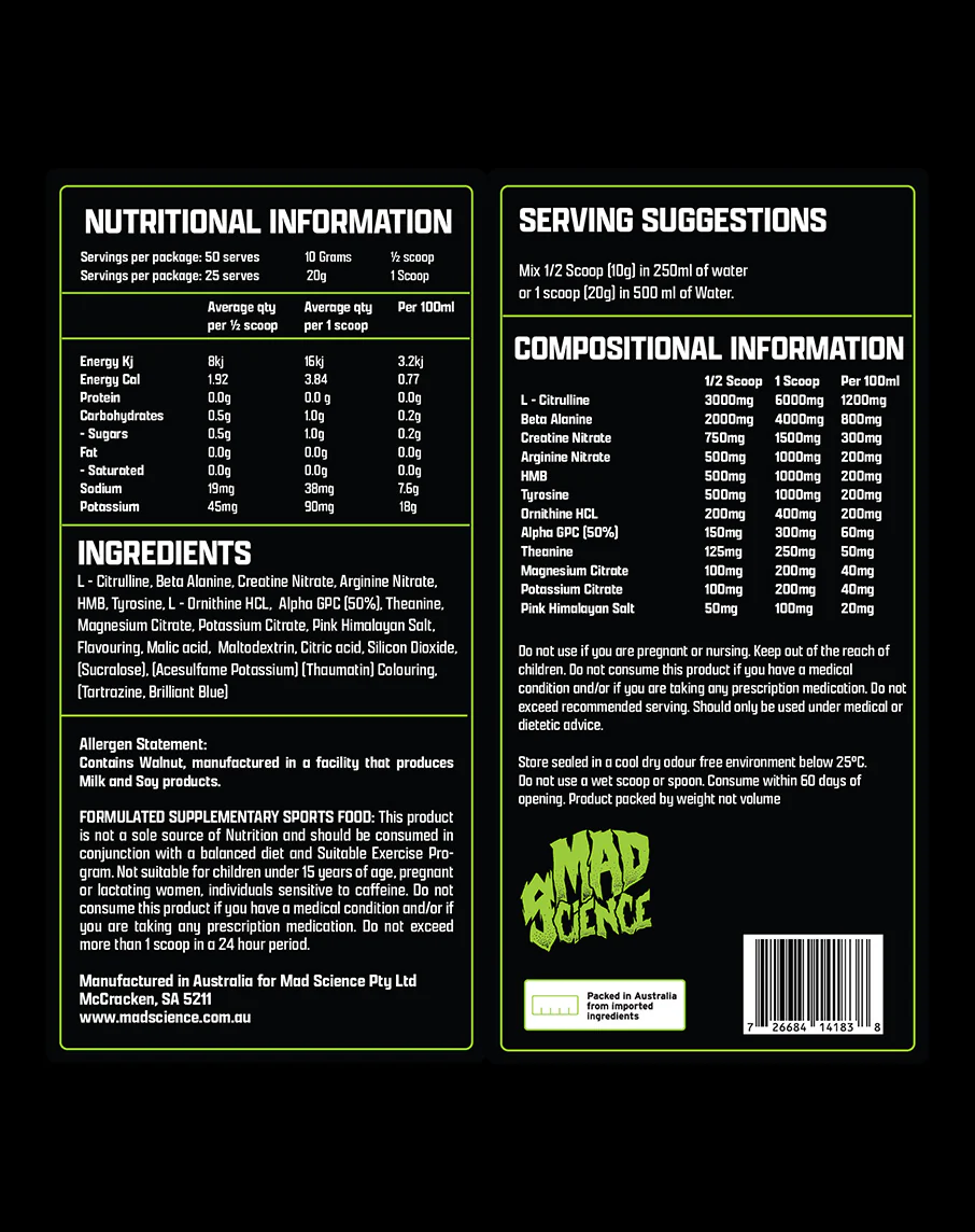 Mad Pumps Xplosive Stim-Free Pre by Mad Science - Image 5