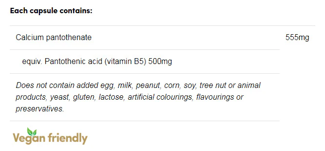 Vitamin B5 500mg by Herbs of Gold - Image 2